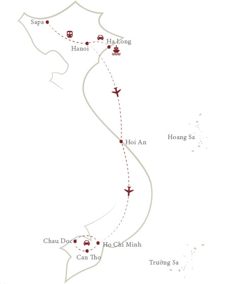 Vietnam tour map