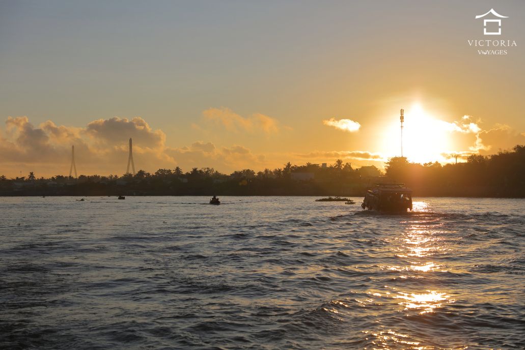 Travel down the Mekong River sunset